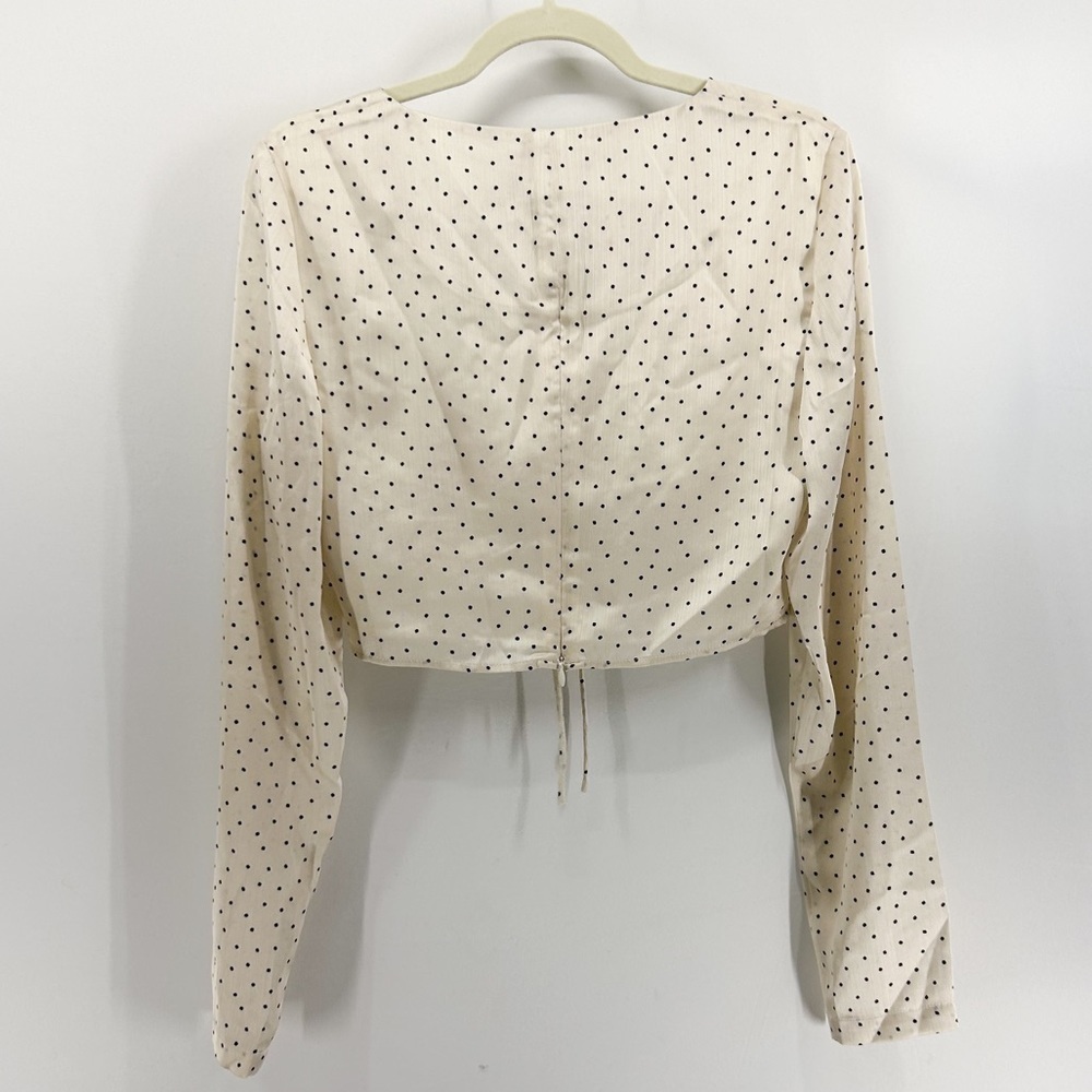 Revolve Significant Other Norah Cream Satin Polka Dot Cropped Blouse NWT - Picture 2 of 6